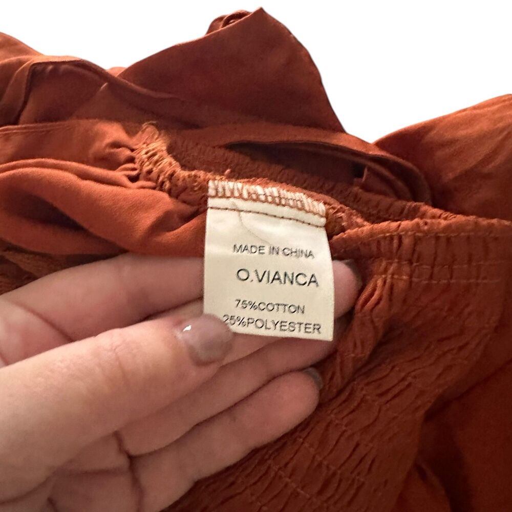 2BELLA‎ Cropped Ruched Blouse Rust NWT Small - Picture 5 of 5